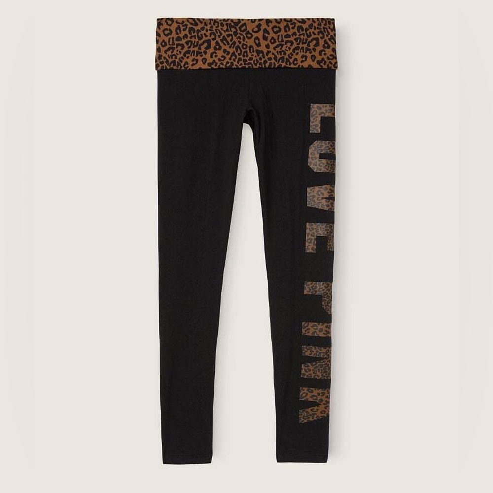 Victoria’s Secret PINK Cotton Foldover Legging Leopard Print with Logo